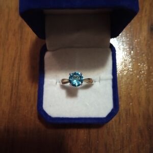 New SS London Blue Topaz Ring Size 9